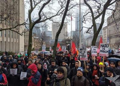 تجمع معترضان کانادایی در اعتراض به تحریم های آمریکا علیه ایران