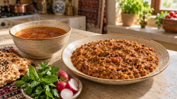 طرز تهیه یخنی نخود شیرازی با گوشت گوسفندی و نکات جا افتادن
